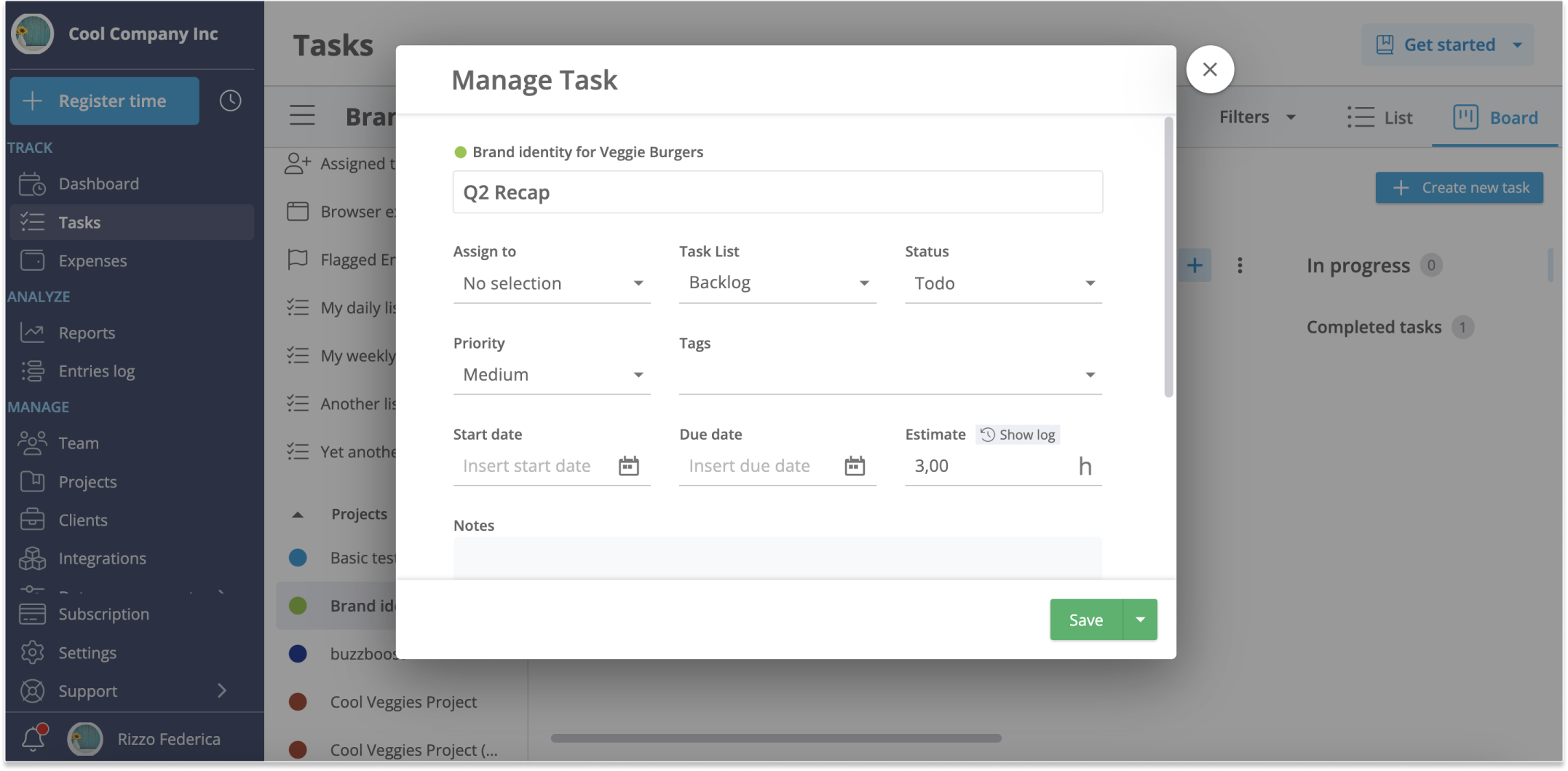 estimate setup