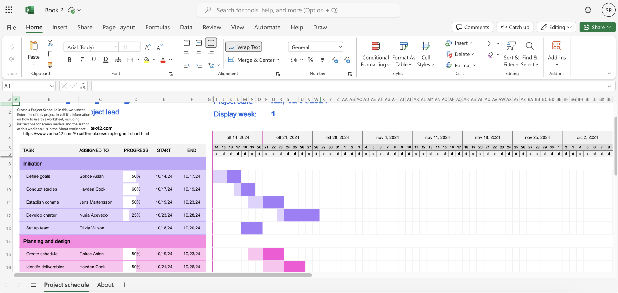 gannt in excel