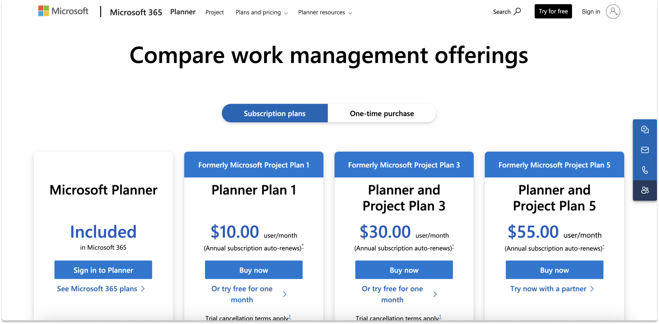 planner select plan